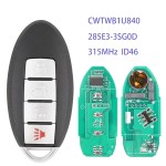 2013-2019 Nissan Sentra / Versa / Leaf / 4-Button Smart Key / PN: 285E3-3SG0D / CWTWB1U840 (AFTERMARKET)